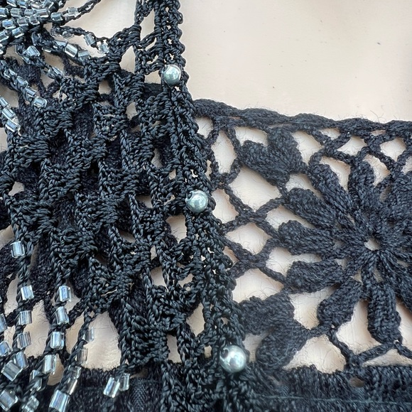 BEADED KNIT BLACK SHAWL - Picture 14 of 14